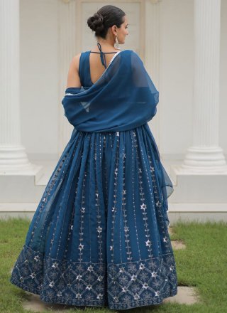 Pure Georgette Lehenga Choli In Blue