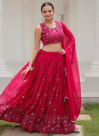 Pure Georgette Lehenga Choli with Embroidered and Sequins Work