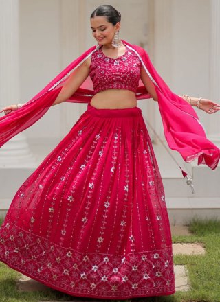 Pure Georgette Lehenga Choli with Embroidered and Sequins Work