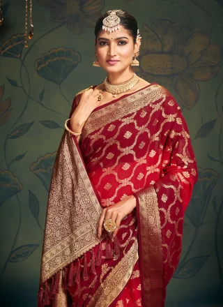 Pure Georgette Trendy Saree In Red