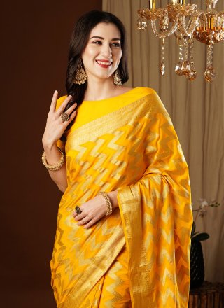 Pure Georgette Trendy Saree with Weaving Work
