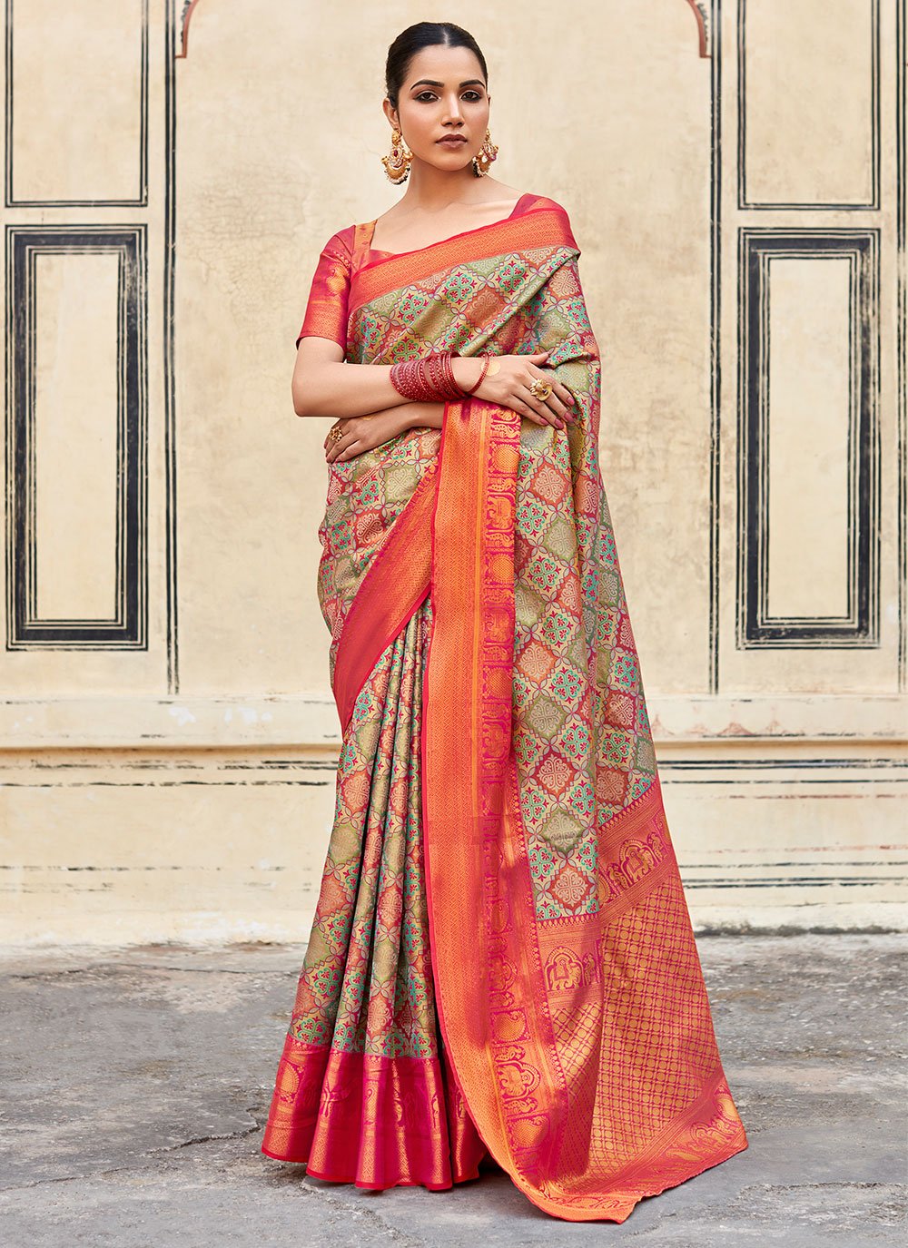 Orange Saree Matching Blouse Designs | Orange saree contrast blouse ideas | orange  saree blouse - YouTube