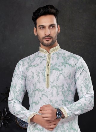 Pure Silk Kurta Pyjama In Aqua Blue