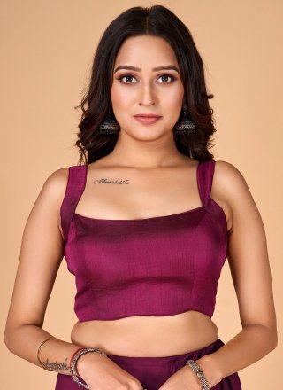 Purple Art Silk Designer Blouse In Plain