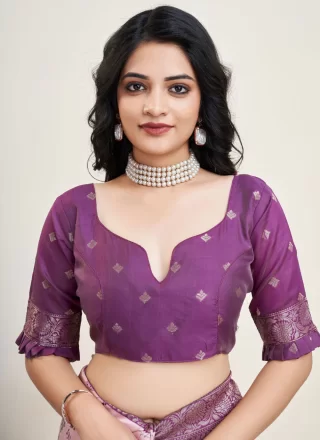 Purple Banarasi Silk Classic Sari