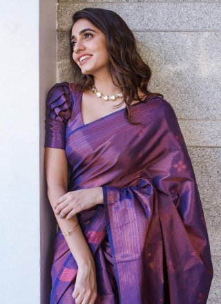 Purple Banarasi Silk Work Designer for Ceremonial