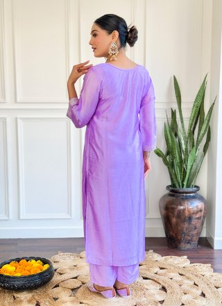 Purple Chanderi Embroidered Work Salwar Suit