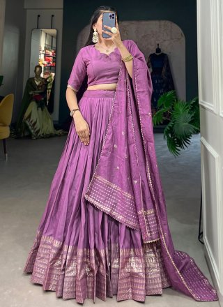 Purple Chanderi Patch Border, Weaving and Zari Work Lehenga Choli