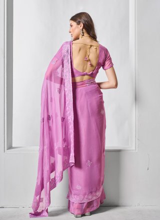Purple Chiffon Classic Saree