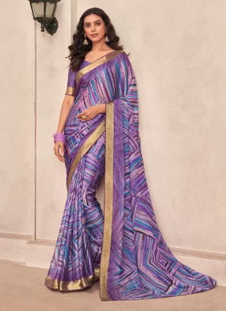 Purple Chiffon Classic Sari