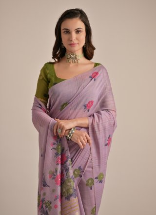 Purple Cotton Casual Saree