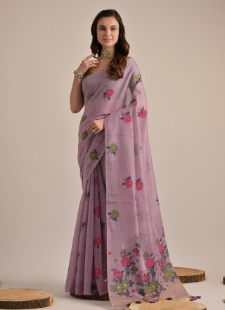 Purple Cotton Casual Saree