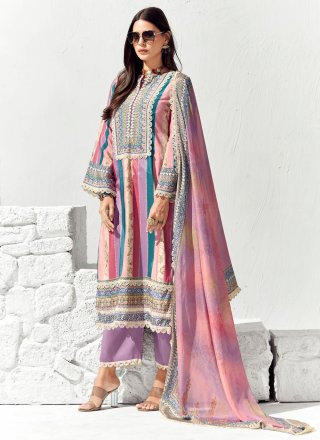 Purple Cotton Lawn Digital Print and Embroidered Work Salwar Suit