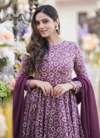 Purple Cotton Silk Designer Gown
