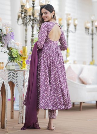Purple Cotton Silk Designer Gown