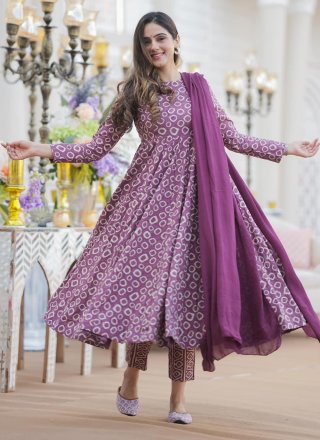 Purple Cotton Silk Designer Gown