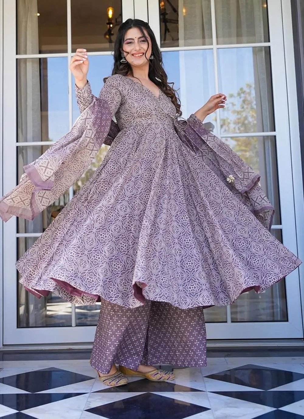 Maxi Xxl Size Salwar Kameez Online Purple Cotton Silk Readymade