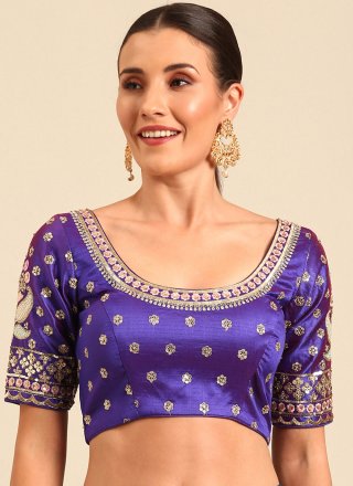 Purple Net Stiched Blouse With Boat Neck – TheDesignerSaree