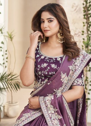 Purple Fancy Fabric Classic Saree