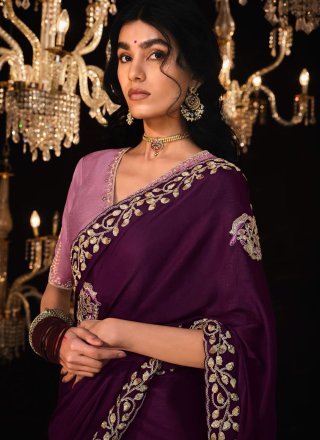 Purple Fancy Fabric Trendy Saree