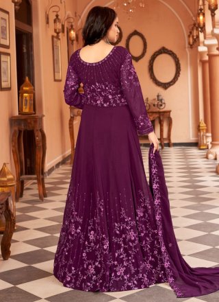 Purple Faux Georgette Floor Length Salwar Suit