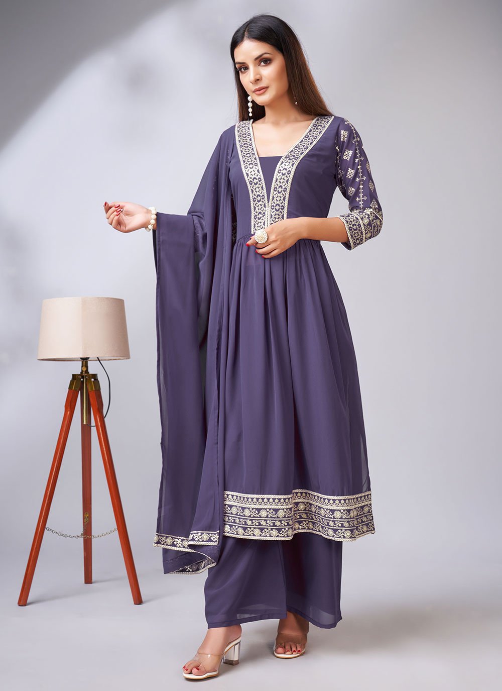 Buy THE JAZZBAAT Unstitched Pakistani Print Embroidered Cotton Salwar Suit  Dress Materials with Dupatta Unstitched Dress Material For Women (Purple)  Online at Best Prices in India - JioMart.