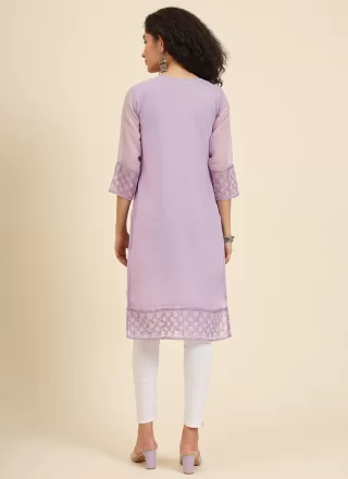 Purple Georgette Casual Kurti