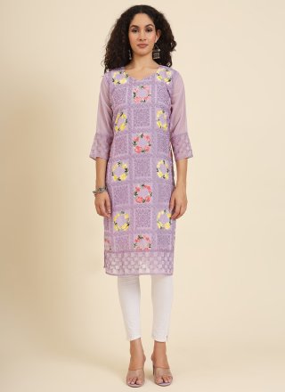 Purple Georgette Casual Kurti