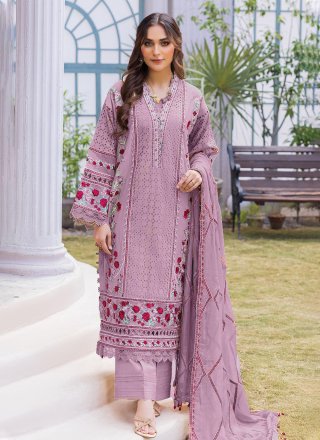 Purple Georgette Embroidered Work Pakistani Salwar Suit for Ceremonial
