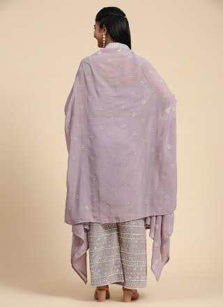 Purple Georgette Embroidered Work Salwar Suit