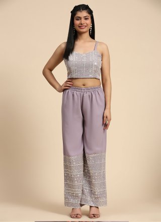 Purple Georgette Embroidered Work Salwar Suit