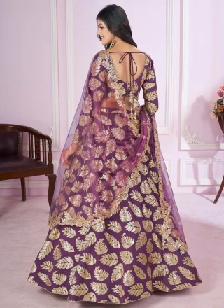 Purple Georgette Lehenga Choli