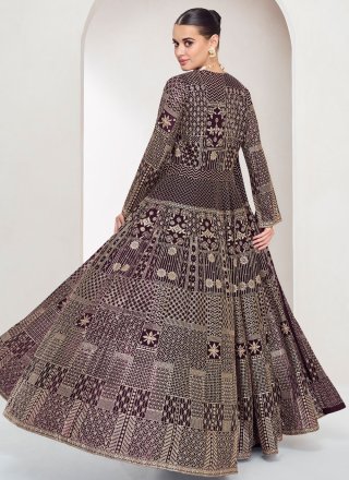 Purple Georgette Salwar Suit with Embroidered Work for Women