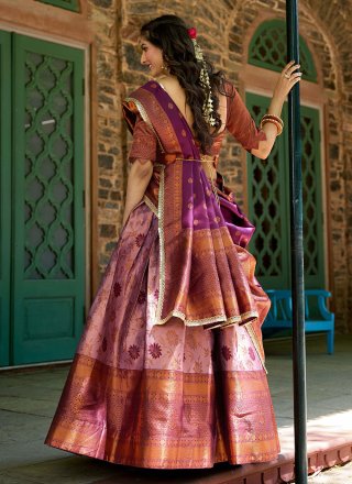 Purple Jacquard Silk Lehenga Choli