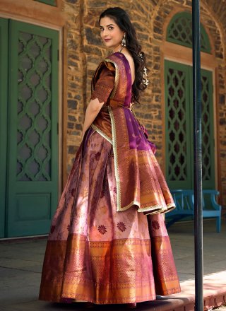 Purple Jacquard Silk Lehenga Choli