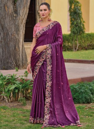Purple Organza Contemporary Sari
