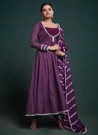 Purple Organza Readymade Salwar Suit