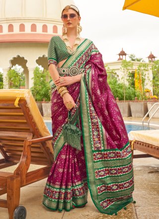 Light Green and Purple combination Mysore Crepe Silk Saree for Women - –  www.soosi.co.in