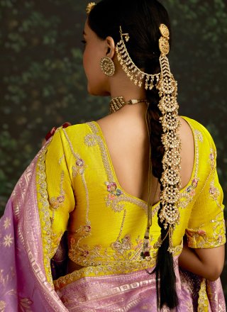 Purple Pure Dola Classic Saree with Patch Border, Embroidered, Sequins and Zari Work for Ceremonial