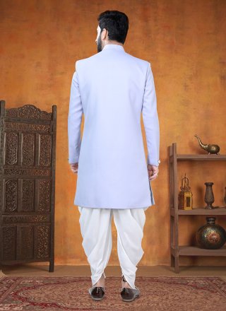 Purple Rayon Buttons and Plain Work Sherwani Mens Wear for Men