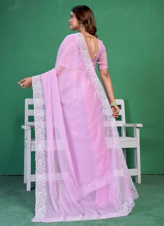 Purple Shimmer Classic Sari with Thread Work