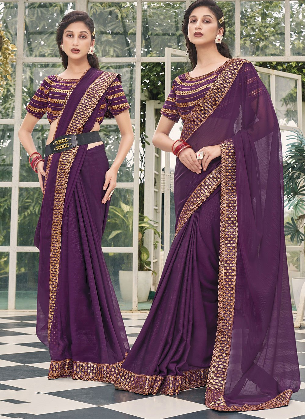 New cool designs on plain Saree - Twinkle SAREE STONE WORK | Facebook