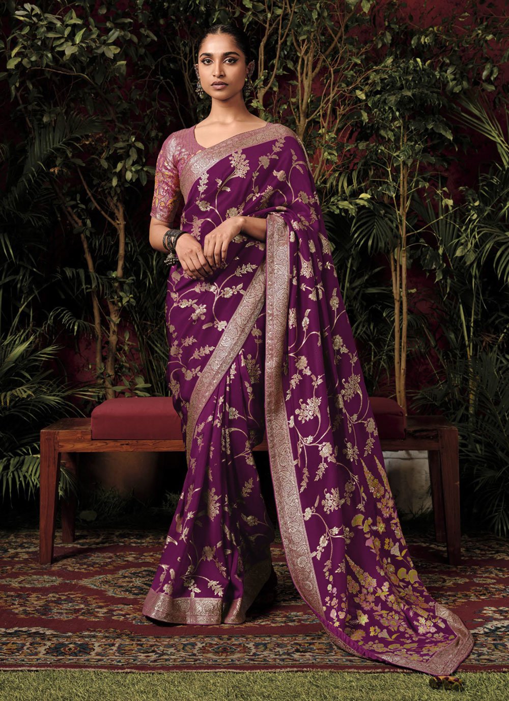 Elevate Your Style With A Lavender Net Organza Saree And Latkan Pallu