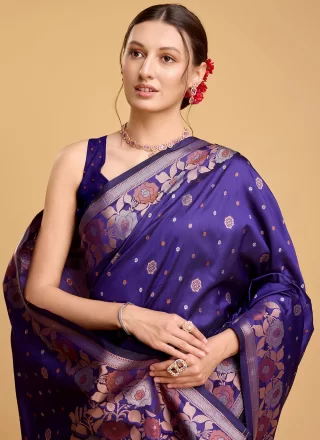 Purple Silk Designer Sari