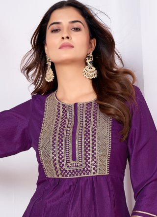 Purple Silk Readymade Salwar Suit