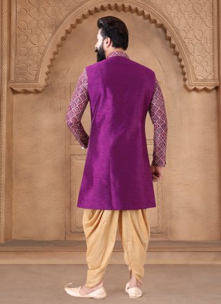 Purple Silk Sherwani Mens Wear