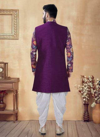 Purple Silk Sherwani Mens Wear