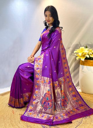 Purple Silk Traditional Saree