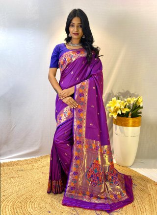 Purple Silk Traditional Saree