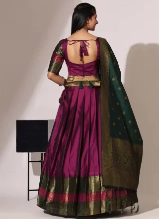 Purple Silk Woven Work Lehenga Choli